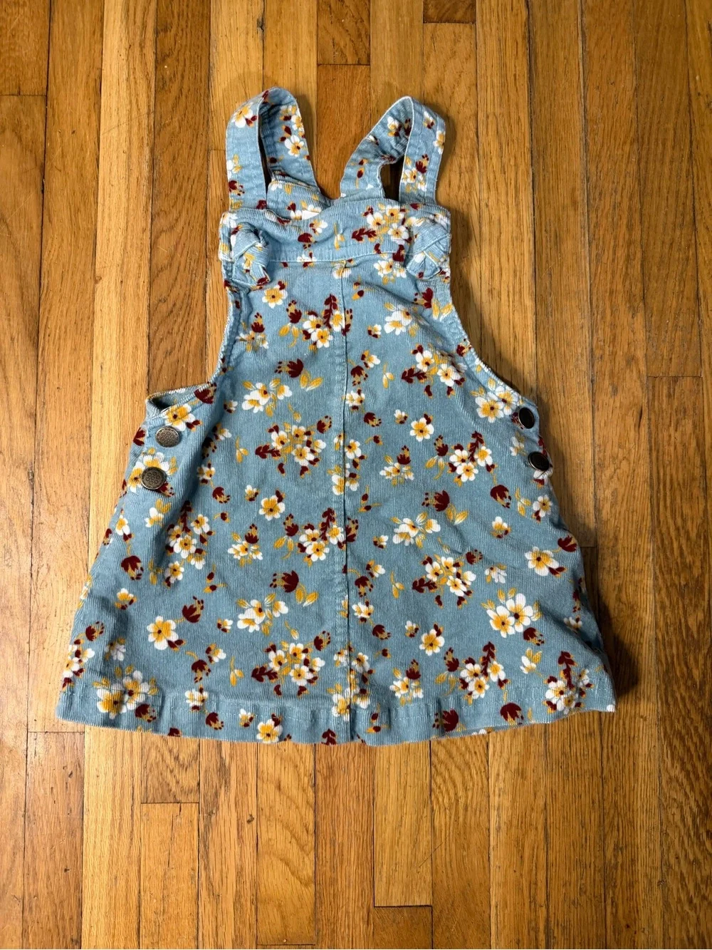 Tahari 24M Blue Floral Corduroy A-line Pinafore Dress